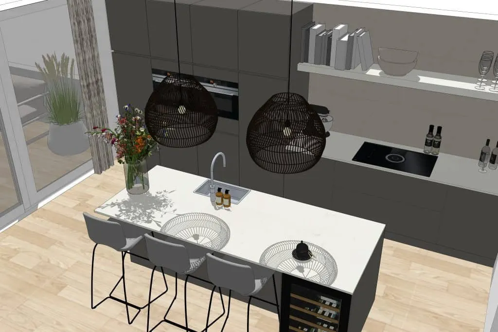 3D-ontwerp van een keuken in Amsterdam